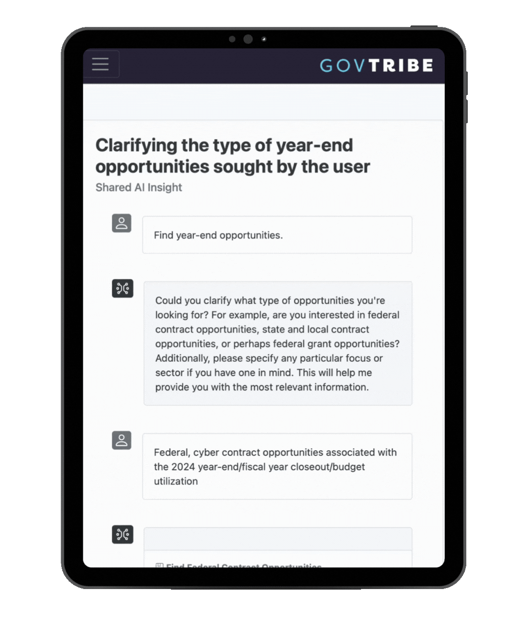 GovTribe AI Insights Preview on Tablet