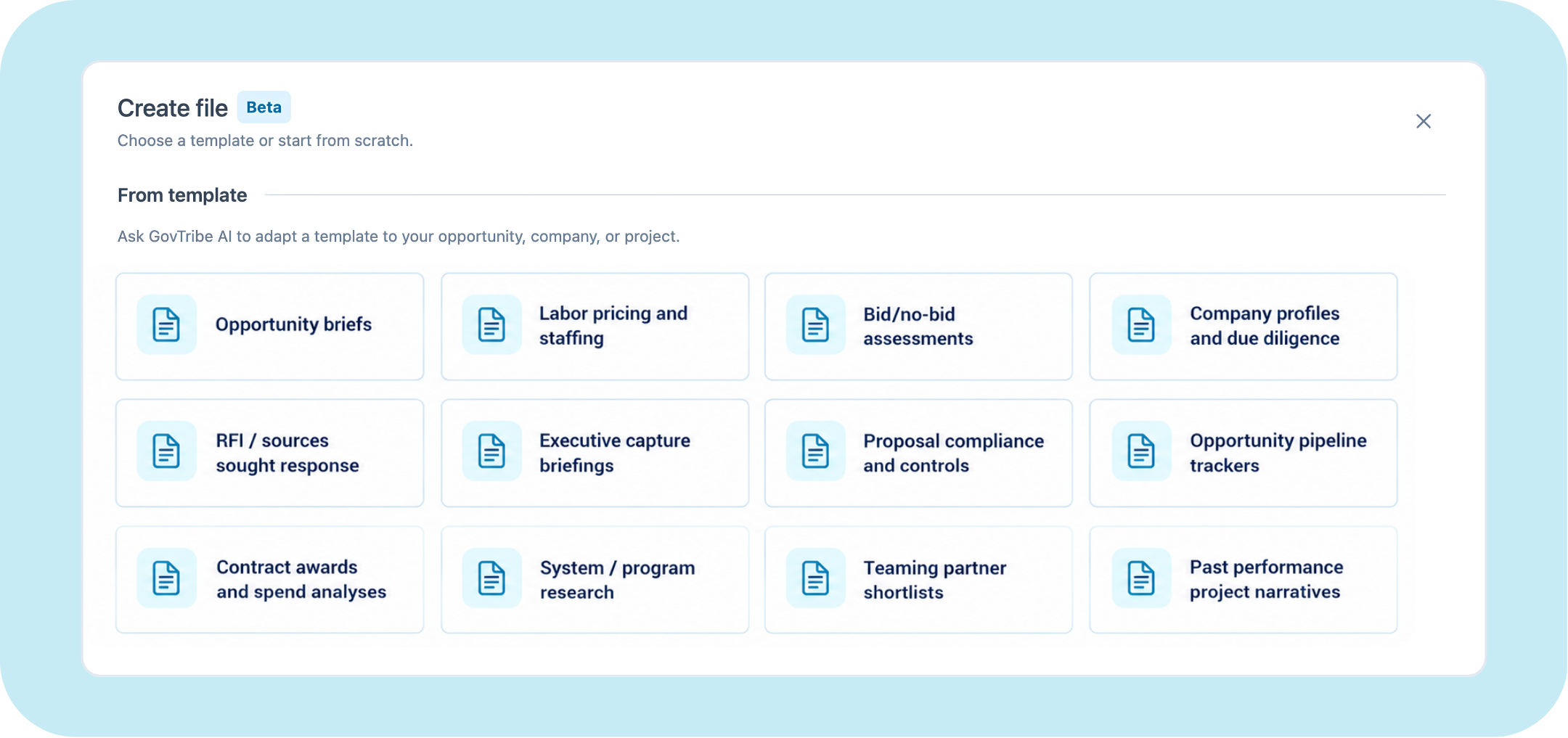 Gallery of GovTribe AI file templates