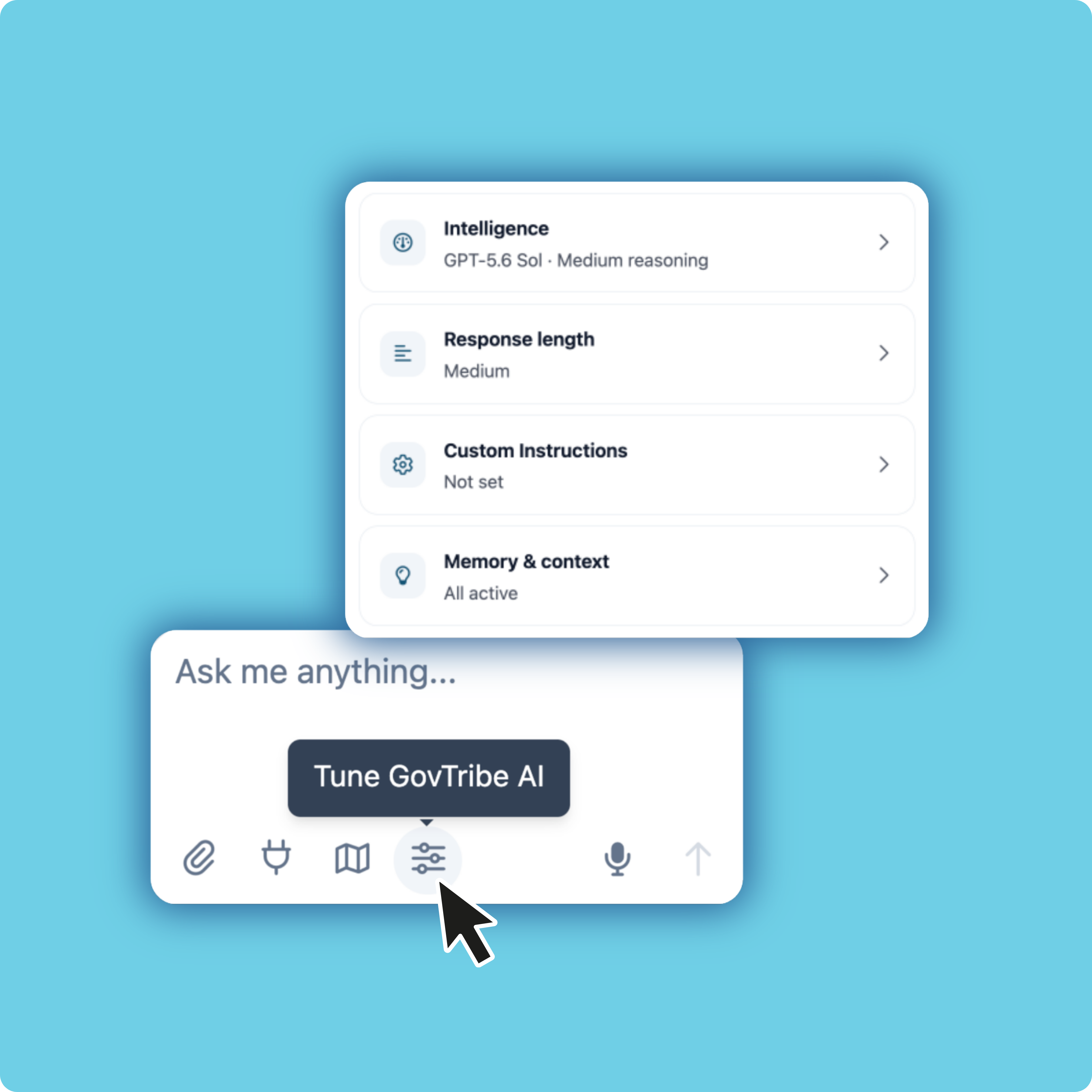 GovTribe AI Tune menu